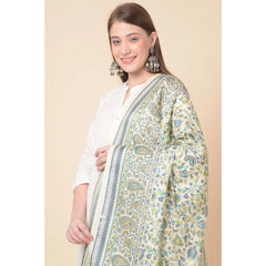 Generic Women's Art Silk Printed Dupatta (Off White, Length: 2.25 to 2.50 Mtr)