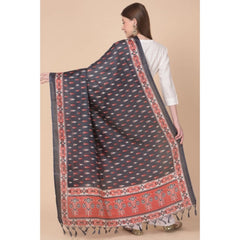 Generic Women's Art Silk Printed Dupatta (Black, Length: 2.25 to 2.50 Mtr)