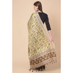 Generic Women's Art Silk Printed Dupatta (Gold, Length: 2.25 to 2.50 Mtr)