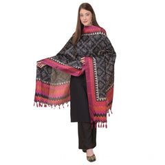 Generic Women's Art Silk Printed Dupatta (Black, Length: 2.25 to 2.50 Mtr)