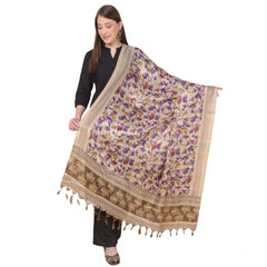 Generic Women's Art Silk Printed Dupatta (Gold, Length: 2.25 to 2.50 Mtr)