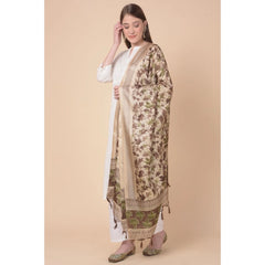 Generic Women's Art Silk Printed Dupatta (Gold, Length: 2.25 to 2.50 Mtr)