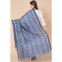 Generic Women's Art Silk Printed Dupatta (Blue, Length: 2.25 to 2.50 Mtr)