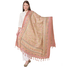 Generic Women's Art Silk Printed Dupatta (Pink, Length: 2.25 to 2.50 Mtr)