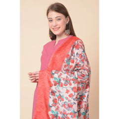 Generic Women's Art Silk Printed Dupatta (Red, Length: 2.25 to 2.50 Mtr)
