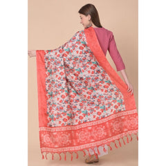 Generic Women's Art Silk Printed Dupatta (Red, Length: 2.25 to 2.50 Mtr)