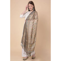 Generic Women's Art Silk Printed Dupatta (Light Brown, Length: 2.25 to 2.50 Mtr)