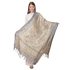 Generic Women's Art Silk Printed Dupatta (Grey, Length: 2.25 to 2.50 Mtr)