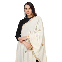 Generic Women's Velvet Gotta Patti Dupatta (Off White, Length: 2.25 to 2.50 Mtr)