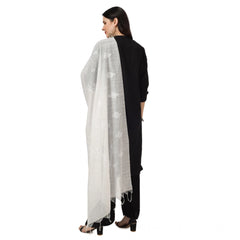 Generic Women's Cotton Embroidered Dupatta (White, Length: 2.25 to 2.50 Mtr)