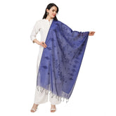 Generic Women's Cotton Embroidered Dupatta (Blue, Length: 2.25 to 2.50 Mtr)