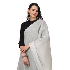 Generic Women's Chanderi Solid Dupatta (White, Length: 2.25 to 2.50 Mtr)