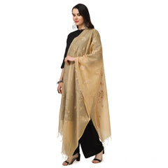 Generic Women's Cotton Embroidered Dupatta (Gold, Length: 2.25 to 2.50 Mtr)