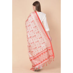 Generic Women's Art Silk Printed Dupatta (Orange, Length: 2.25 to 2.50 Mtr)