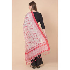 Generic Women's Art Silk Printed Dupatta (Red, Length: 2.25 to 2.50 Mtr)