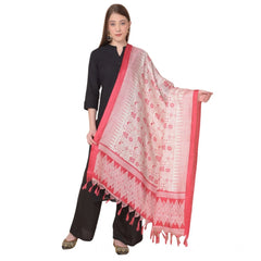 Generic Women's Art Silk Printed Dupatta (Red, Length: 2.25 to 2.50 Mtr)