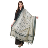 Generic Women's Art Silk Printed Dupatta (Grey, Length: 2.25 to 2.50 Mtr)