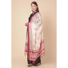 Generic Women's Art Silk Printed Dupatta (Maroon, Length: 2.25 to 2.50 Mtr)