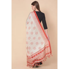 Generic Women's Art Silk Printed Dupatta (Red, Length: 2.25 to 2.50 Mtr)