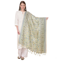 Generic Women's Art Silk Printed Dupatta (Off White, Length: 2.25 to 2.50 Mtr)