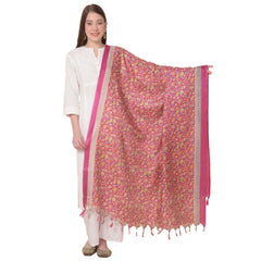 Generic Women's Art Silk Printed Dupatta (Pink, Length: 2.25 to 2.50 Mtr)