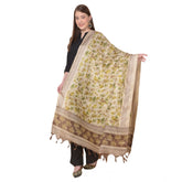 Generic Women's Art Silk Printed Dupatta (Gold, Length: 2.25 to 2.50 Mtr)