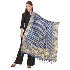 Generic Women's Art Silk Printed Dupatta (Blue, Length: 2.25 to 2.50 Mtr)
