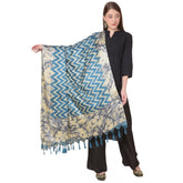 Generic Women's Art Silk Printed Dupatta (Blue, Length: 2.25 to 2.50 Mtr)