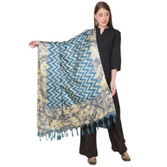 Generic Women's Art Silk Printed Dupatta (Blue, Length: 2.25 to 2.50 Mtr)