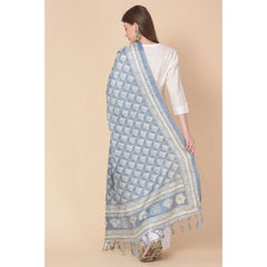 Generic Women's Art Silk Printed Dupatta (Grey, Length: 2.25 to 2.50 Mtr)