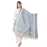 Generic Women's Art Silk Printed Dupatta (Grey, Length: 2.25 to 2.50 Mtr)
