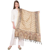 Generic Women's Art Silk Printed Dupatta (Gold, Length: 2.25 to 2.50 Mtr)