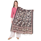 Generic Women's Art Silk Printed Dupatta (Black, Length: 2.25 to 2.50 Mtr)