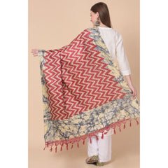 Generic Women's Art Silk Printed Dupatta (Maroon, Length: 2.25 to 2.50 Mtr)