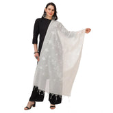 Generic Women's Cotton Embroidered Dupatta (White, Length: 2.25 to 2.50 Mtr)