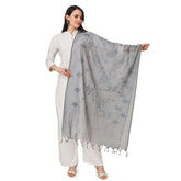 Generic Women's Cotton Embroidered Dupatta (Grey, Length: 2.25 to 2.50 Mtr)