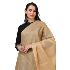 Generic Women's Chanderi Solid Dupatta (Gold, Length: 2.25 to 2.50 Mtr)