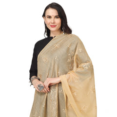 Generic Women's Cotton Embroidered Dupatta (Gold, Length: 2.25 to 2.50 Mtr)