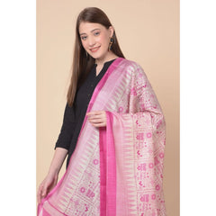 Generic Women's Art Silk Printed Dupatta (Pink, Length: 2.25 to 2.50 Mtr)