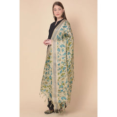 Generic Women's Art Silk Printed Dupatta (Gold, Length: 2.25 to 2.50 Mtr)