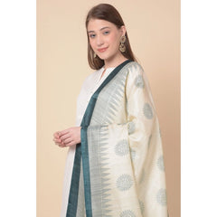 Generic Women's Art Silk Printed Dupatta (Grey, Length: 2.25 to 2.50 Mtr)