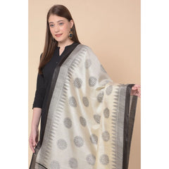 Generic Women's Art Silk Printed Dupatta (Black, Length: 2.25 to 2.50 Mtr)