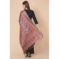 Generic Women's Art Silk Printed Dupatta (Grey, Length: 2.25 to 2.50 Mtr)