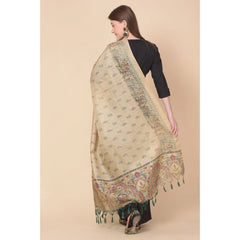 Generic Women's Art Silk Printed Dupatta (Gold, Length: 2.25 to 2.50 Mtr)