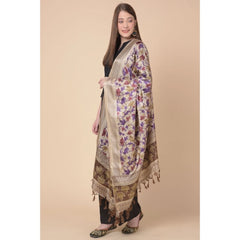 Generic Women's Art Silk Printed Dupatta (Gold, Length: 2.25 to 2.50 Mtr)