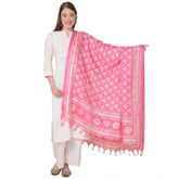 Generic Women's Art Silk Printed Dupatta (Pink, Length: 2.25 to 2.50 Mtr)