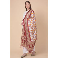 Generic Women's Art Silk Printed Dupatta (Maroon, Length: 2.25 to 2.50 Mtr)