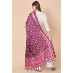 Generic Women's Art Silk Printed Dupatta (Purple, Length: 2.25 to 2.50 Mtr)