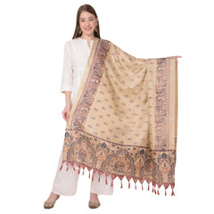 Generic Women's Art Silk Printed Dupatta (Gold, Length: 2.25 to 2.50 Mtr)