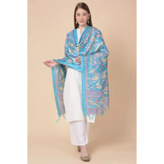 Generic Women's Art Silk Printed Dupatta (Turquoise, Length: 2.25 to 2.50 Mtr)